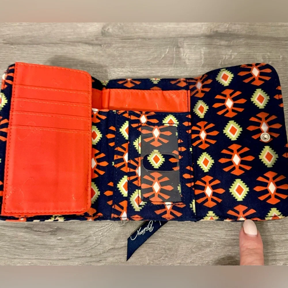 Vera Bradley Retired Pattern Euro Wallet: Orange, Blue, Green, White. Used
